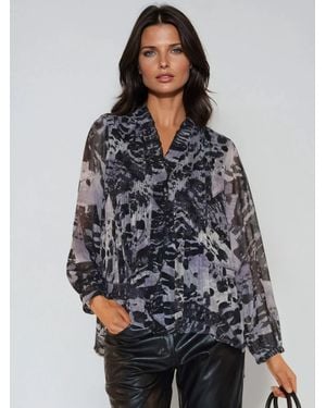 Religion Carolina Shirt With Frill Collar - Gray