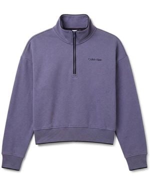Calvin Klein French Terry 1/4 Zip Sweatshirt - Purple