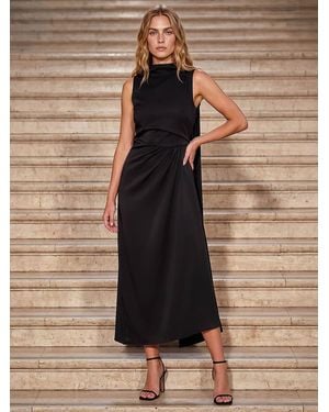 Roman Stretch Scarf Dress - Brown