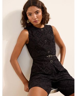 Friends Like These Broderie Belted Waistcoat - Black