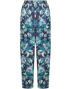 Gina Bacconi Quinn Satin Pull On Wide Leg Pants - Blue