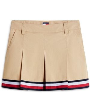 Tommy Hilfiger Global Stripe Tape Pleated Mini Skirt - Natural