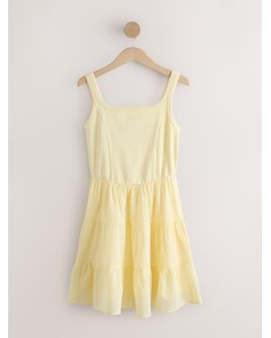 Next Square Neck Mini Tiered Summer Dress - Yellow