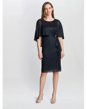 Gina Bacconi Sonya Pleated Dress With Brooch - Blue