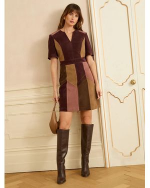 Love & Roses Faux Suede Mix Mini Dress - Natural