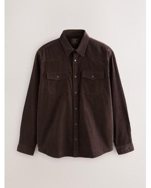 Next Western Styling Long Sleeve Cord Shirt - Brown