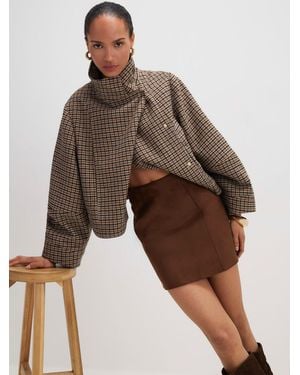 River Island Faux Suede Seamed Mini Skirt - Brown
