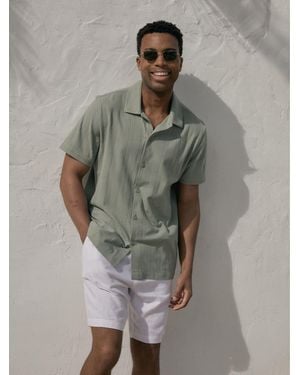 Threadbare Textured Cotton Short Sleeve Shirt - Gray