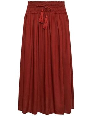 PixieGirl Petite Tie Detail Midi Skirt - Red