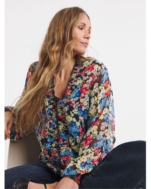 JD Williams Shirred Georgette Blouse - Blue
