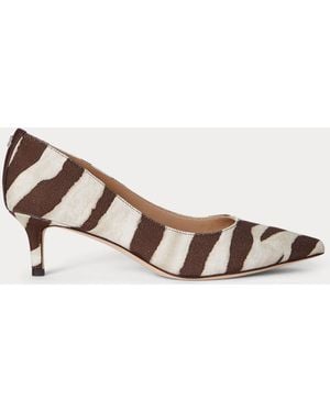 Ralph Lauren Adrienne Leather Court Heel Shoes - Natural