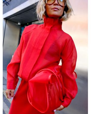 Never Fully Dressed Organza Funnel Jacket - Red