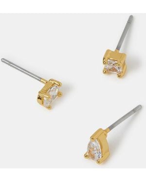 Accessorize 14Ct Stone Stud Earrings 3-Pack - White