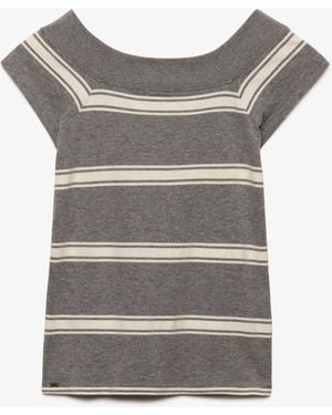 Superdry Stripe Essential Off-Shoulder Top - Grey