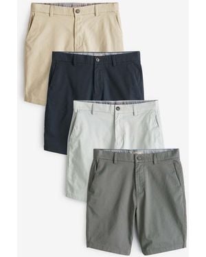 Next Straight Fit Stretch Chino Shorts 4 Pack - Gray