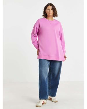 Simply Be Side Split Sweatshirt Tunic - Pink