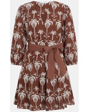 Accessorize Palm Embroidered Mini Dress - Brown