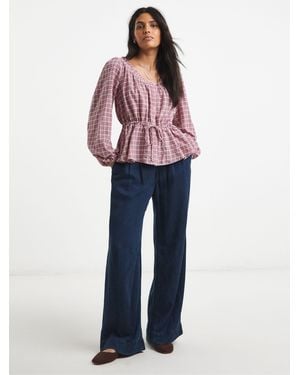 Simply Be Cinch Square Neck Prarie Blouse - Pink