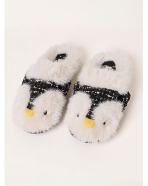FatFace Fatface Novelty Penguin Mule Slippers - Natural