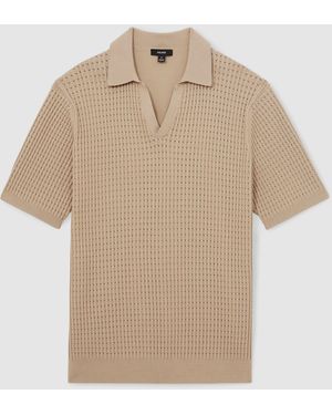 Reiss Merit Micro-Cable Open-Collar Cotton-Blend Shirtmittel - Natur