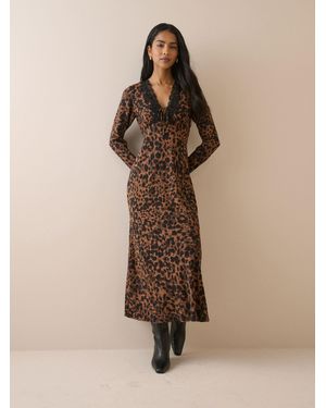 Nobody's Child Nobodys Child Lace Trim Long Sleeve Aida Midi Dress - Natural
