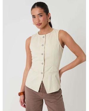 Threadbare Denim Longline Waistcoat - Natural