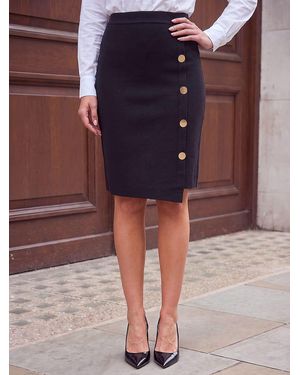 Roman Button Wrap Skirt - Purple