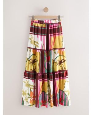 Next Cotton Tiered Maxi Skirt - White