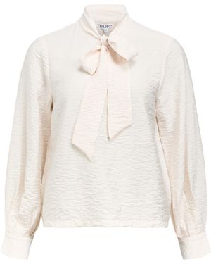 Object Long Sleeve Bow Detail Shirt - White