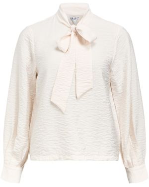 Object Long Sleeve Bow Detail Shirt - White