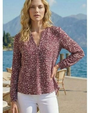 Roman Printed Notch Neck Shirt - Purple