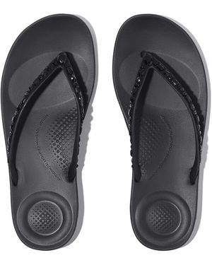 Fitflop Iqushion Multi Crystal Ergonomic Flip Flops - Black