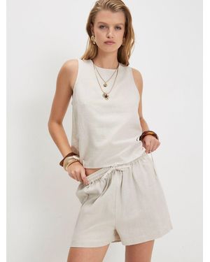 River Island Linen Blend Shorts - White
