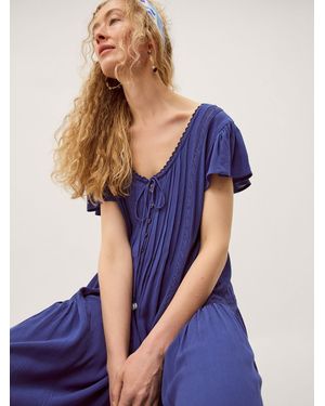 Monsoon Eva Lace Culotte Jumpsuit - Blue
