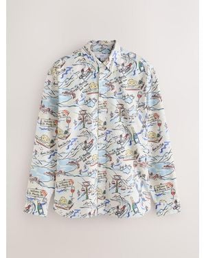Next Ecru Ski Resort Printed Christmas Shirt - Gray