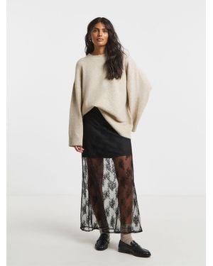 Simply Be Lace Full Maxi Skirt - White