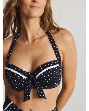Figleaves Polka Dot Underwired Halterneck Bikini Top - Black