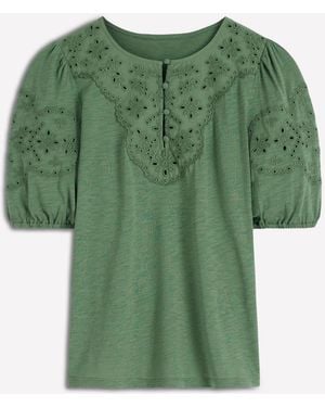 Boden Ada Broderie Mix Top - Green