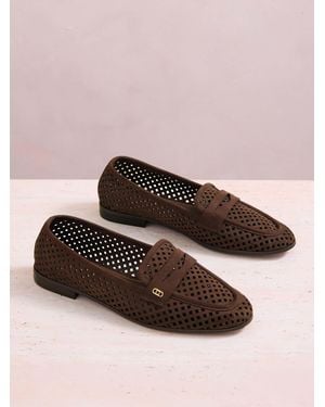 Lipsy Faux Suede Laser Cut Work Loafers - Pink