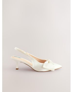 Next Ivory Forever Comfort Wedding Satin Bow Pointed Toe Slingback Heels - Natural