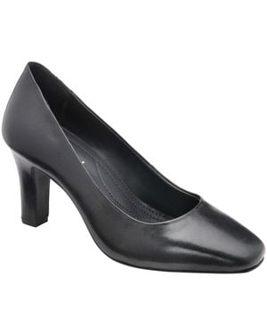 Ravel Leather Court Shoe On A Shaped Heels - Schwarz