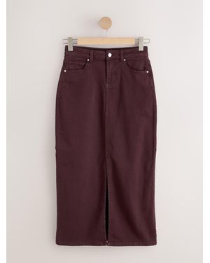 Next Split Front Denim Midi Skirt - Lila