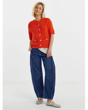JD Williams Stitch Detail Short Sleeve Cardigan - Red