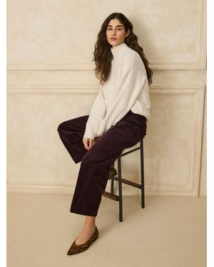 Next Burgundy Corduroy Barrel Leg Pants - Natural