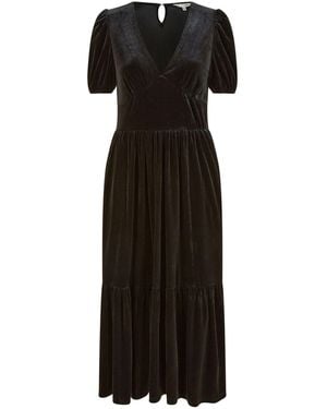 Yumi' Velvet Midi Dress - Black