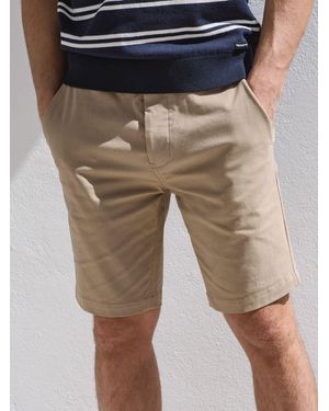 Threadbare Chinoshorts Aus Baumwollstretch Mit Umschlag Und Webgürtel - Natur
