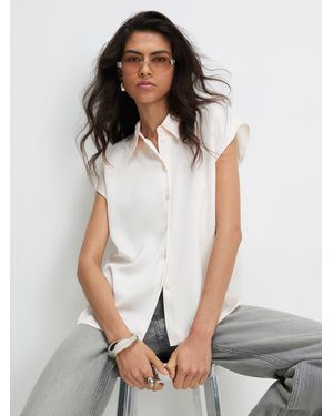 River Island Satin Short Sleeve Relaxed Fit Shirt - White