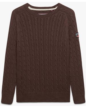 Superdry Slouchy Cable Knit Sweater - Brown