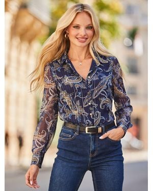 Sosandar Paisley Print Shirt - Blue