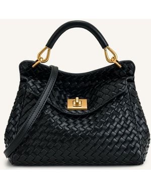 JW PEI Lucia Classic Top Handle Woven Bag - Black